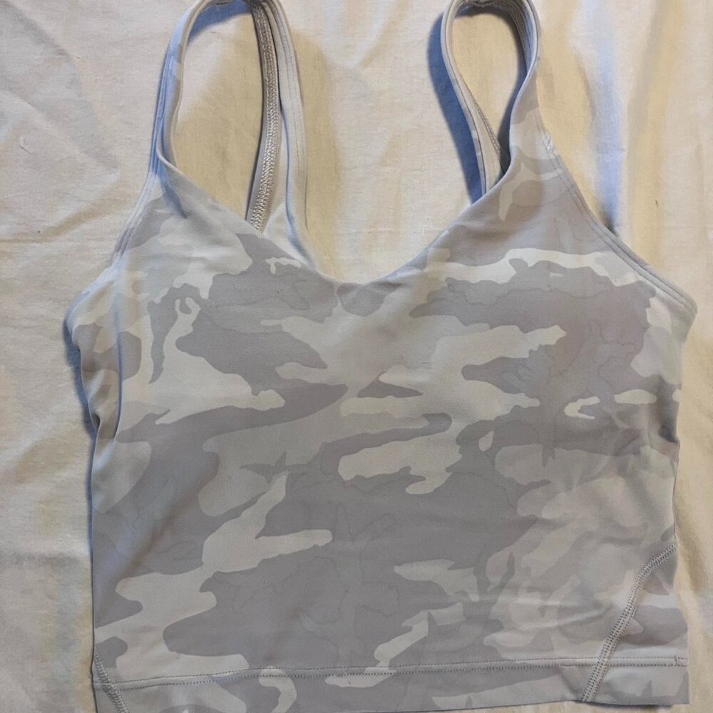Lululemon Size 0 White and grey camo Align tank top